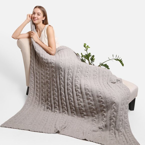 P/S Solid Cable Knitted pattern Luxury Soft Throw Blanket·50x60·Luxury· - Picture 3 of 9